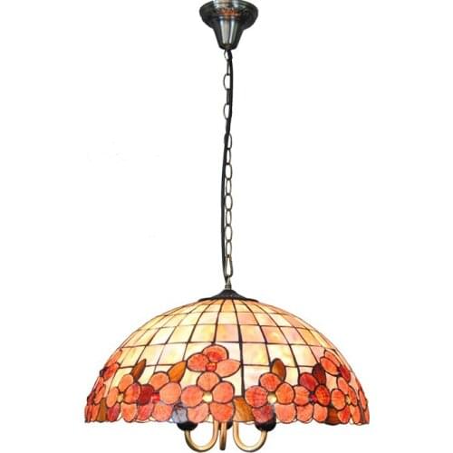Mediterranean Stained Glass Tiffany Flowers Pendant Lights E26/E27 European Shells Bar Restaurant Bedroom Hanging Lamps PL614