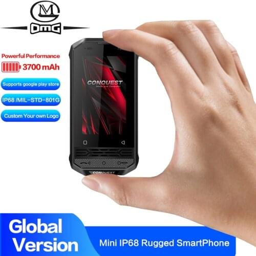 CONQUEST F2 NFC IP68 shockproof Mini Mobile Phone Android 8.1 4G Fingerprint Rugged Smartphone Quad Core PTT POC walkie talkie