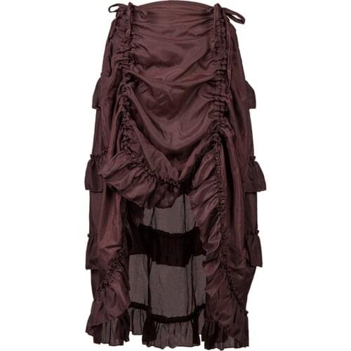 Medieval Victorian Punk Vintage Skirts Womens Sexy Long Maxi Steampunk Midi Gothic Skirt Lace High Waist Pleated Skirt Plus Size