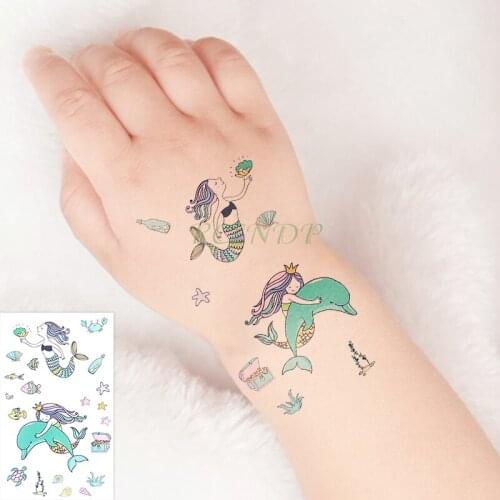 Waterproof Temporary Tattoo Stickers Whale Mermaid Crab Tortoise Fish Sea Fake Tatto Flash Tatoo Tatouage for Girl Women Kids