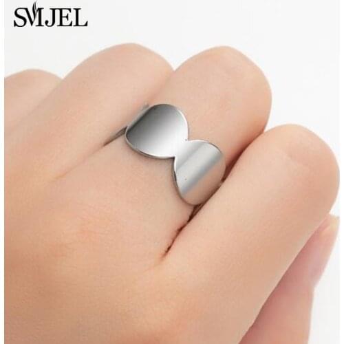 Trendy For Women Rings Round Stainless Steel Retro Geometric Knuckle Stacking Circle Finger Ring Engagement Jewelry Gift 2021