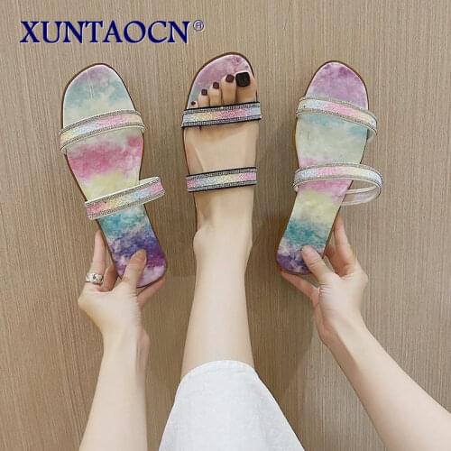 2021 Women Slippers PVC Transparent Chain Summer Beach Slides Casual Flats Ladies Shoes Outside Fashion Female Footwear Eu 35-43