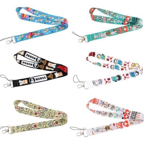 12pcs/lot E3453 Medical Doctor Nurse Animals Cute Lanyards for Key Neck Strap Card Badge Keychain Lanyard Holder DIY Hang Rope