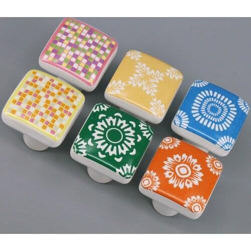 1x New Colorful Ceramic Furniture Cabinet Knobs Pull Handle Porcelain Drawer Knob cupboard door handle with Screw