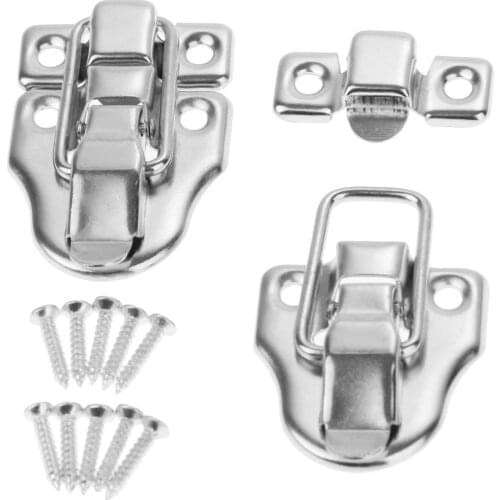 2Pcs 59*40mm Antique Metal Lock Jewelry Wood Box Hasps Latches Decorative Suitcases Latch Buckle Clasp Furniture Hardware+Sccrew