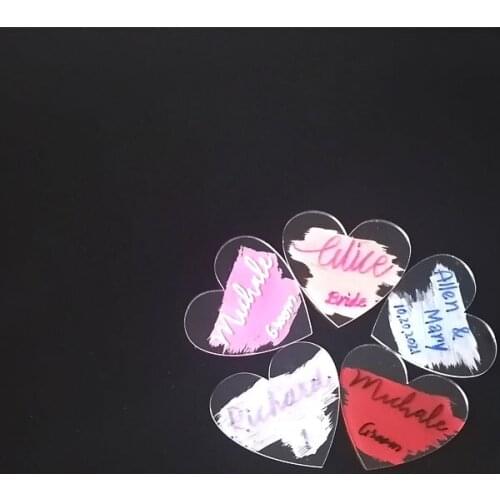 20pcs Clear Heart Shaped Acrylic Place Cards Blank Laser Cut For Wedding Invitations Guest Name Table Number Signs Party Events