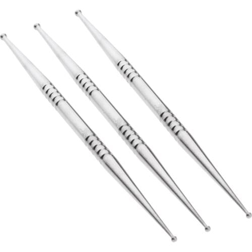 3PC Double Ended Cuticle Pusher Dead Skin Remover Manicure Nail Art Tool with Round Handle Grip