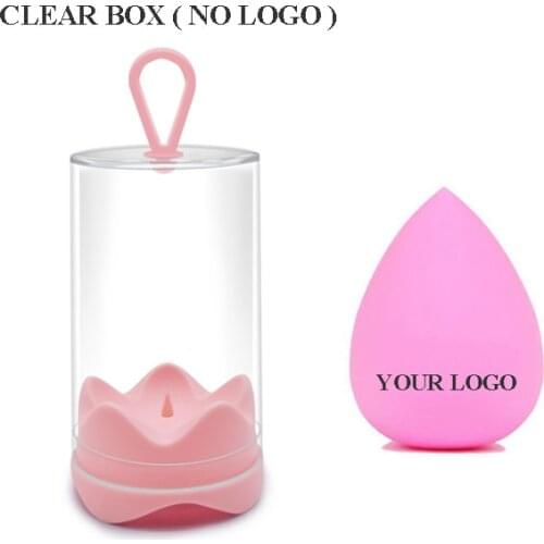 30pcs/lot Custom LOGO Beauti Blender with Flower Storage Box Cosmetics Puff Makeup Sponge Holder Face Care Make Up Accessories