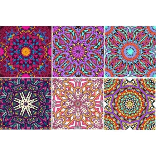 6 Pack DIY 5D Mandala Diamond Painting Kits Full Drill Rhinestone Painting Pictures for Wall Decoration 10x10 Inch