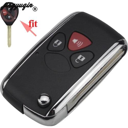 Jinyuqin 3 Buttons Modified Flip Remote Car Key Shell Fob Case For Toyota Corolla RAV4 Camry Avlon Uncut Blade Replacement