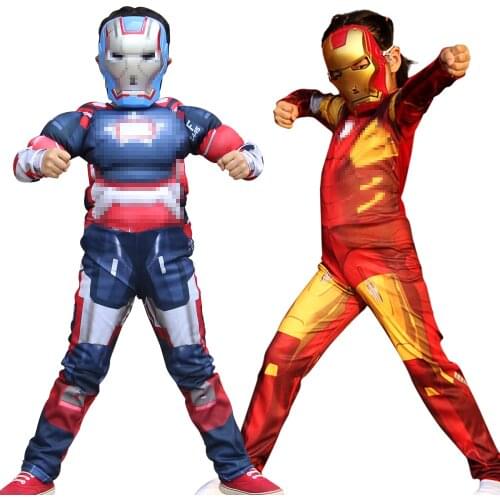 Halloween Iron Warrior Muscle Children Kids Costume Birthday Party Fantasia Superheroes Ironboy Cosplay Dress