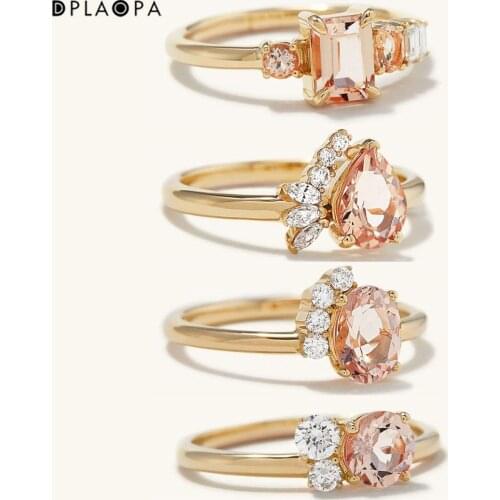 DPLAOPA 925 Sterling Silver Italic Cluster Ring Pear Cut Rings Linear Cluster Rings Oval Zircon CZ Circle Women Jewelry For Wedd