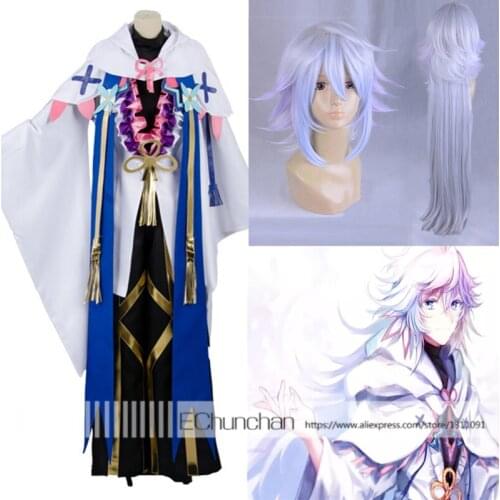 Fate Grand Order Merlin Ambrosius Cosplay Carnaval Costume Halloween Christmas Costume together with the cosplay wig