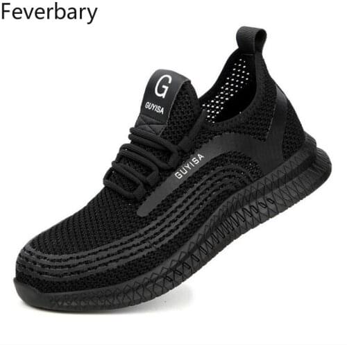 Feverbary Men Steel Toe Cap Work Safety Shoes Women Outdoor Non_Slip Lightweight Comforeable Breathable Boots