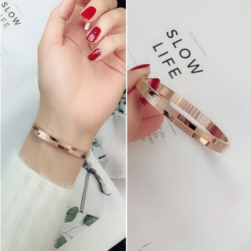 Classic Office Lady Geometry Bangle Simple Square Titanium Steel rose gold high Quality Men and Women Fashion Bracelet Jewelry