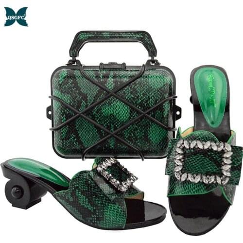 Newest Green Color African Shoes And Bag Matching Set Ladies Shoes Women Italian design Shoes And Bag Set For Party Wedding