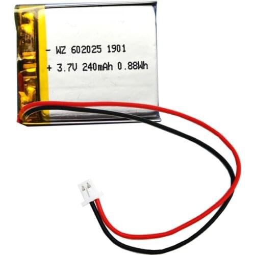 3.7V polymer lithium battery 602025-240mah Bluetooth headset massager smart watch rechargeable battery
