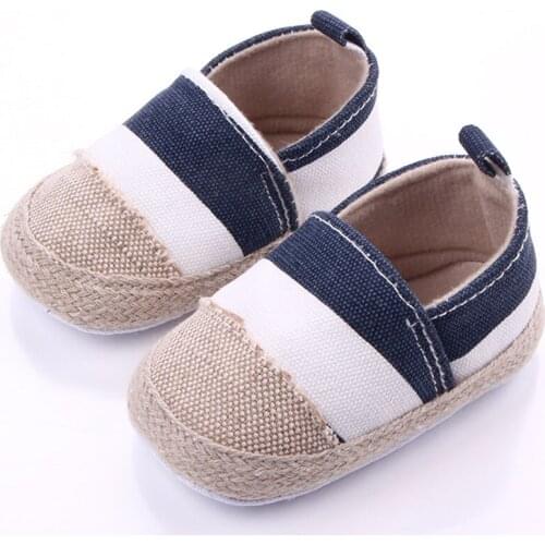 Linen Striped flax Baby walking shoes boys and girls learning the first walking shoes soft bottom xz61