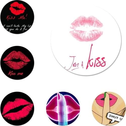 Kiss me Lips Lipstick Rouge Icons Pins Badge Decoration Brooches Metal Badges For Clothes Backpack Decoration