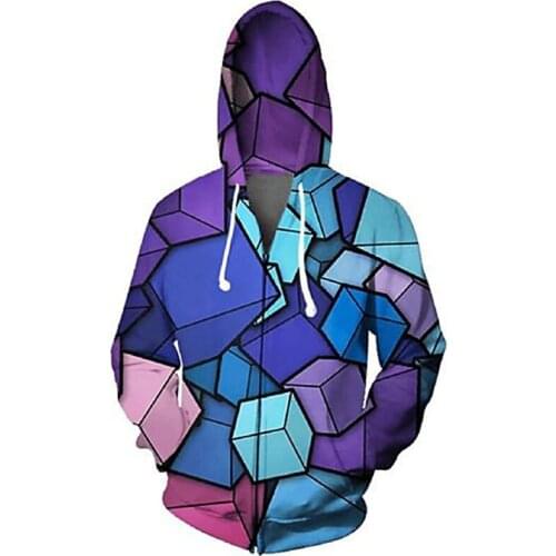 Hoodies For Men Colorful Creative Geometric Pattern 3D Funny Print Tops Clothing Personalized Homme Sweatshirts Cool Streetwear