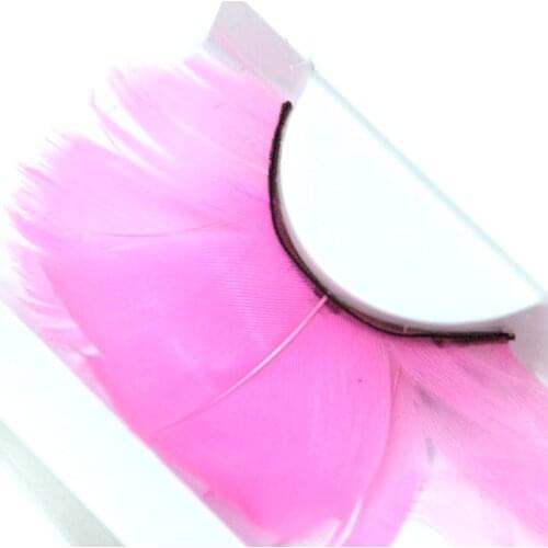 YOKPN Exaggerated Pink False Eyelashes Long Handmade Feathers Fake Eyelashes stage Performance Latin Make-up Tools Eye Lashes