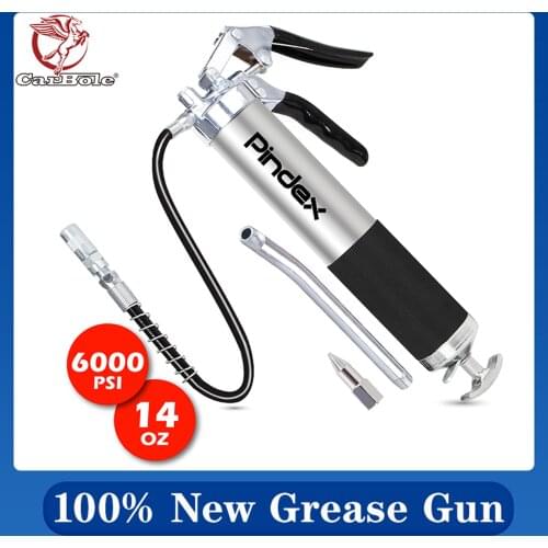 100% NEW Grease Gun Machine Pistol Grip With 18 inch Flex Hose Handle NET: 14oz presse 6000 PSI Silver
