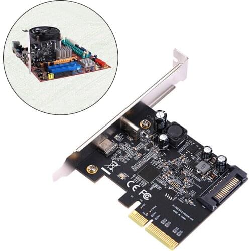 PCI-E 3.0 to USB 3.2 Expansion Card 2 Port PCI-Experss X4 Type-C HUB Controller Converter Adapter for Desktop HDD SSD Accessorie