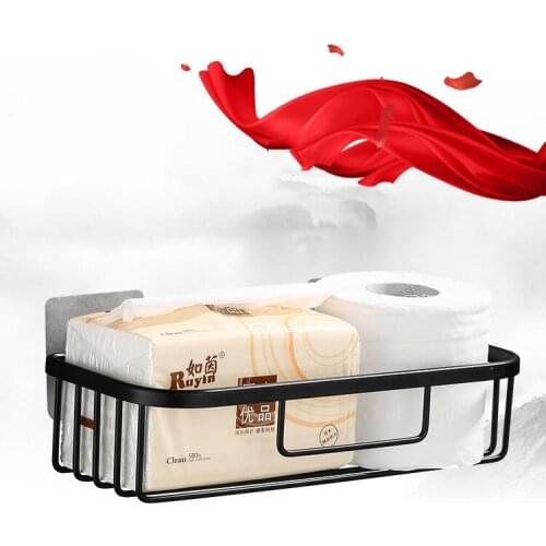 Toilet Paper Shampoo Hollow Shelf Wall-Mounted Perforation Free Toilet Hollow Paper Basket Storage Rack