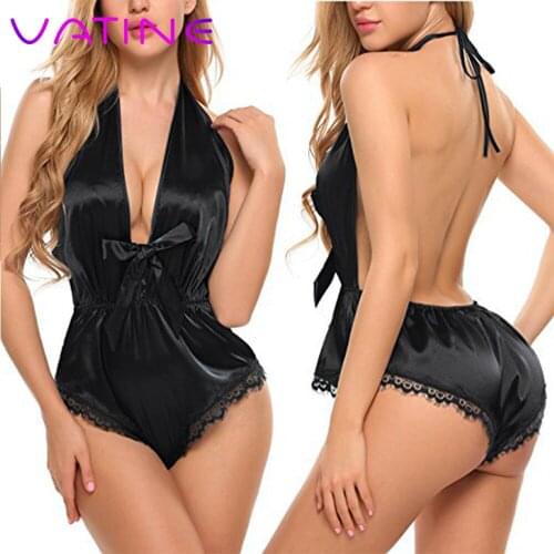 VATINE Backless Sexy Sleepwear Sexy Lingerie Lace Babydoll Chemise Porno Sex Underwear Sleeveless Female Temptation Dress