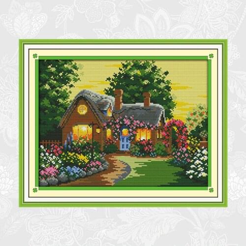 Needlework Cross Stitch Schemes Counted Printed On Canvas 14CT 11CT Suburban House DIY Handmade Crafts Home Decoration