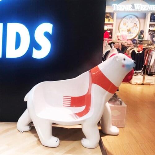 Polar bear seat simulation animal color reception shopping mall rest and leisure stool
