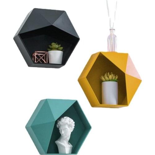 Modern Creative Hexagon Iron Art Storage Pendant Dining Room/Living Room Wall Decorations