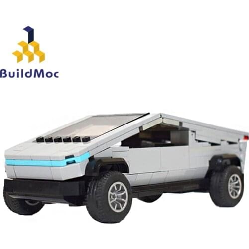 Buildmoc Technical Car Teslaed-Cybertrucks Electric Pickup Source 1982 Blade-Runner Future Truck Model Building Blocks Kid Toys