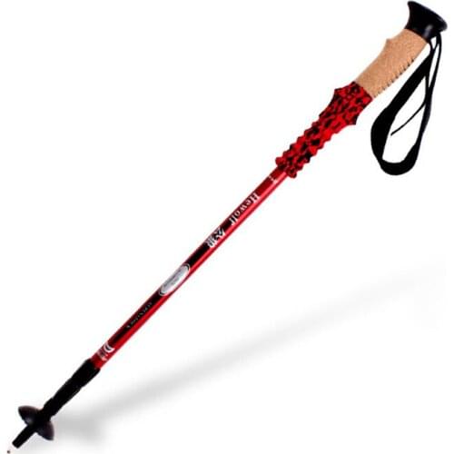 Trekking pole 7075 outdoor walking stick cane Folding telescopic climbing equipment Straight handle ultra-light trekking pole