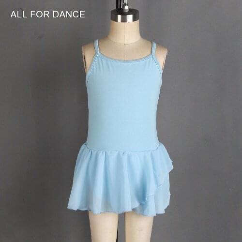 Girls Ballet Dance Skirted Leotard Camisole Leotard with attached Chiffon Skirt Cotton Leotard Practicing Dance Wear 03D0013