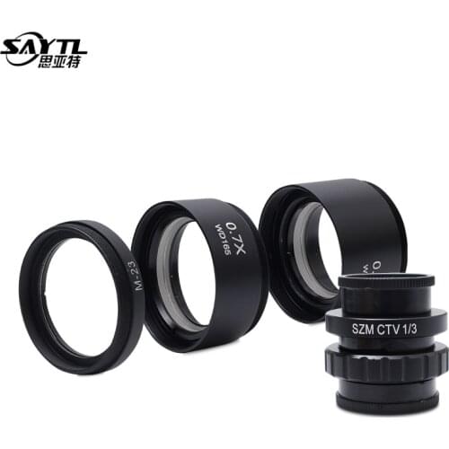 0.5X 0.7X 1.0X Auxiliary Objective Lens 1/3 SZMCTV Adapter for Zoom Stereo Microscope Thread 48mm for trinocular microscopio