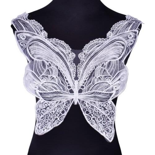 White Butterfly Embroidered Lace Neckline Collar Trim Neck Applique Clothes Dress Sewing Supplies Craft Accessories BW138