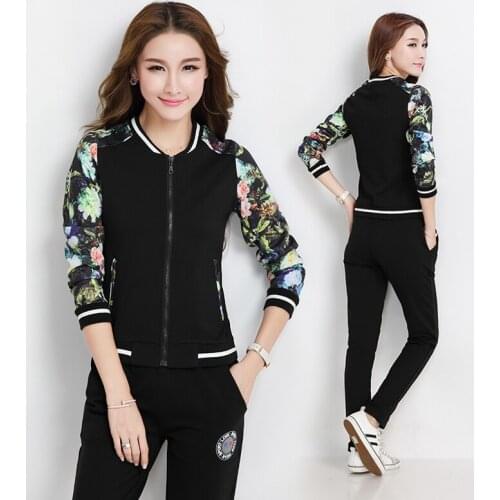 2021 Spring Fall Casual Sweater Tracksuits O-Neck Zipper Long Sleeve Patchwork Top&Elastic Waist Pants Female 2 Pieces Set M-3XL