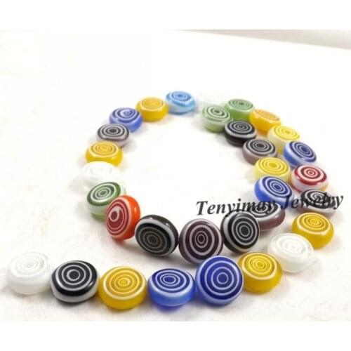 12mm Oblate Round Glass Beads Mixed Color Whirlpool Design Lampwork Glass Beads For DIY 250pcs/lot Free Shipping