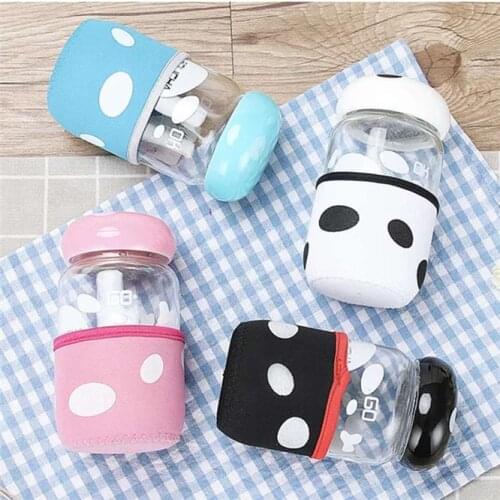 2PCS 350Ml Glass Small Water Bottle High Temperature Resistant Borosilicate Glass Mini Water Bottle For Kids Cute Glass Bottle