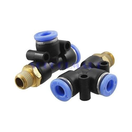2Pcs Pneumatic 1/8" Thread 6mm One Touch Push In T Joint Quick Fittings