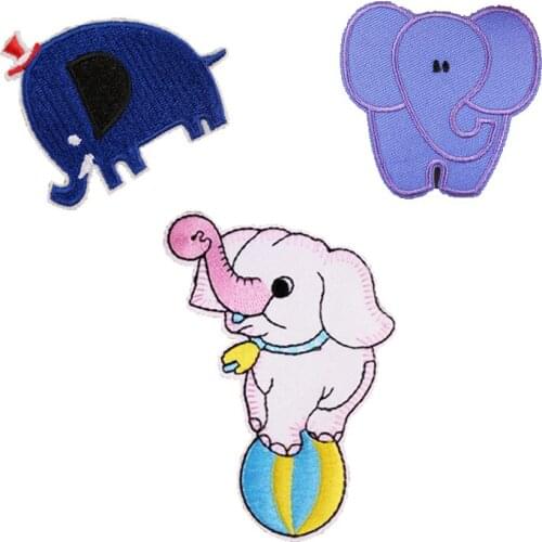 20pcs Cartoon Elephant Kids Jacket Applique Embroidery Patch Iron On Patches For Clothing parches bordados Jeans Decor Patchwork