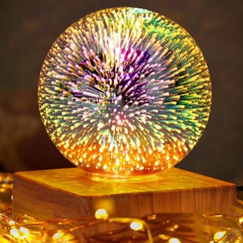 3D Firework Night Light USB Power Glass Ball Starry Sky light 4W Magic Crystal Ball Decorative Lamp Colorful Christmas Gift