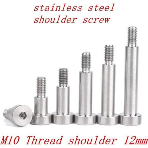 5pcs m10 thread shoulder diameter 12mm stainless steel hex socket shoulder screw length 12/16/20/25/30/35/40/45/50/60mm