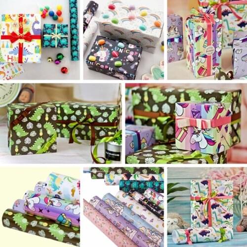 70x50cm Dinosaur Rainbow Unicorn Valentines Day Gift Paper Christmas Gift Wrapping Paper Gift Wrapping