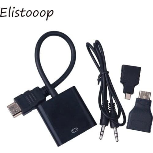 Micro HDMI-compatible To VGA Adaptor Mini HDMI-compatible Adapter To VGA Female Built-in 1080p Converter for Xbox PS4 TV