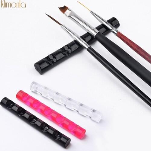 3pcs Acrylic Crystal Nail Brush Stand Holder 5 Grits Nail Art Painting Pen Showing Shelf Display Manicure Salon Tools