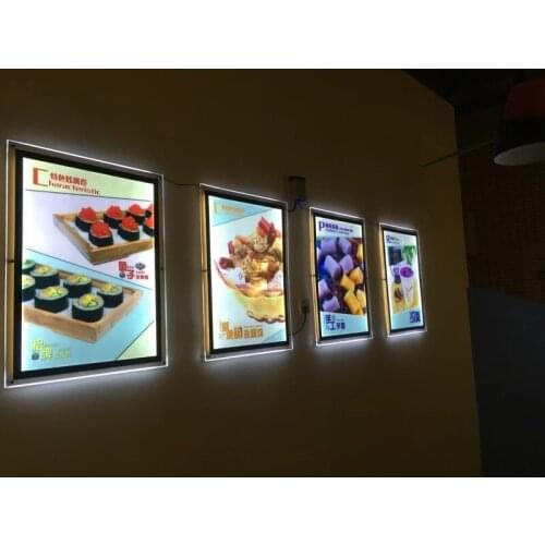 60x80cm Acrylic led menu boards,restaurant wall mounted led illumnated menu signs,crystal frame advertising lightbox