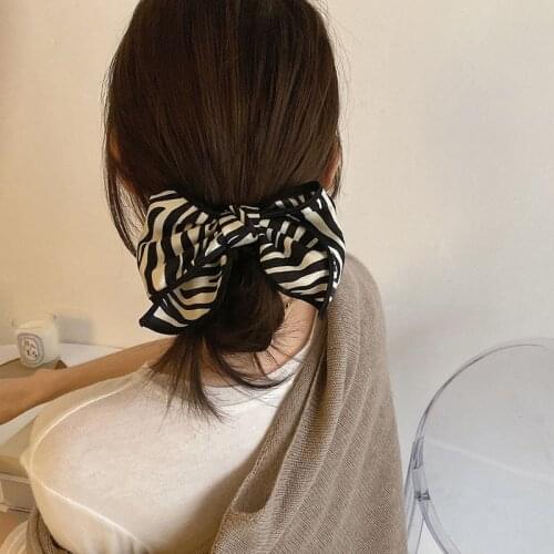 Korean hair accessories ins niche style zebra pattern bow clip headdress hair clip female back head top clip