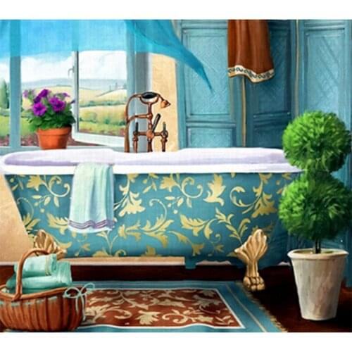 5D DIY Diamond Painting Landscape Diamond Embroidery Bathroom Cross Stitch Mosaic Home Decoration Handmade Gift WG2185